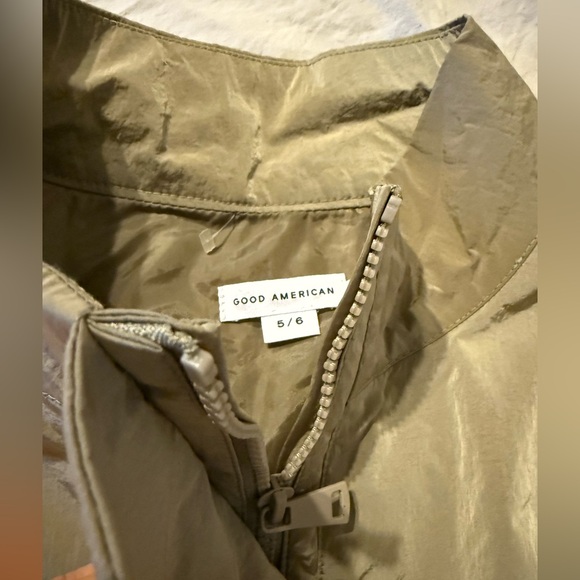 GOOD AMERICAN Shine Oversized Anorak Nylon Windbreaker Pullover - Picture 4 of 8